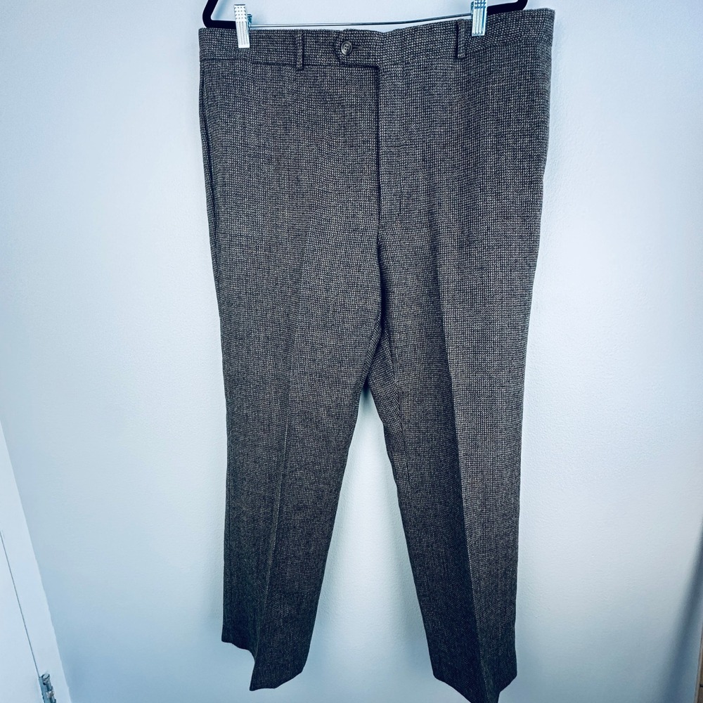 L.L. Bean Vintage Brown Tweed‎ 100% Pure Wool Trousers Made in USA Mens 40x30